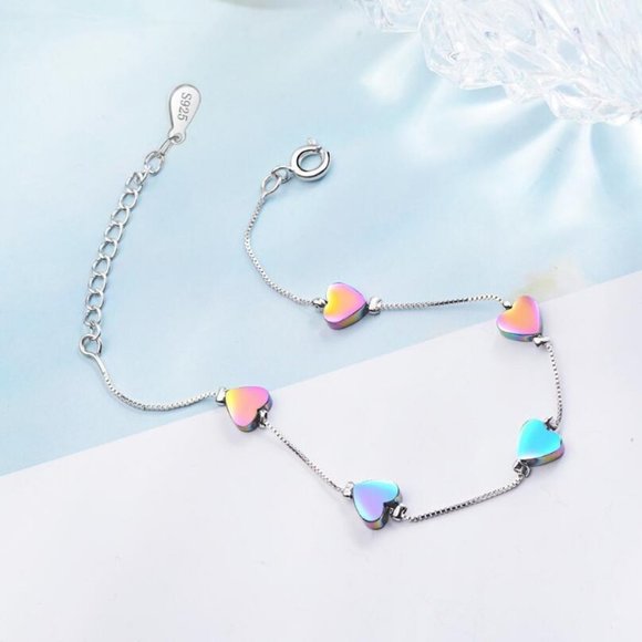 Jewelry - NEW 925 Sterling Silver Gradient Heart Bracelet